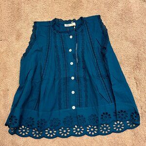 Sundance Eyelet Top Blue S NWT